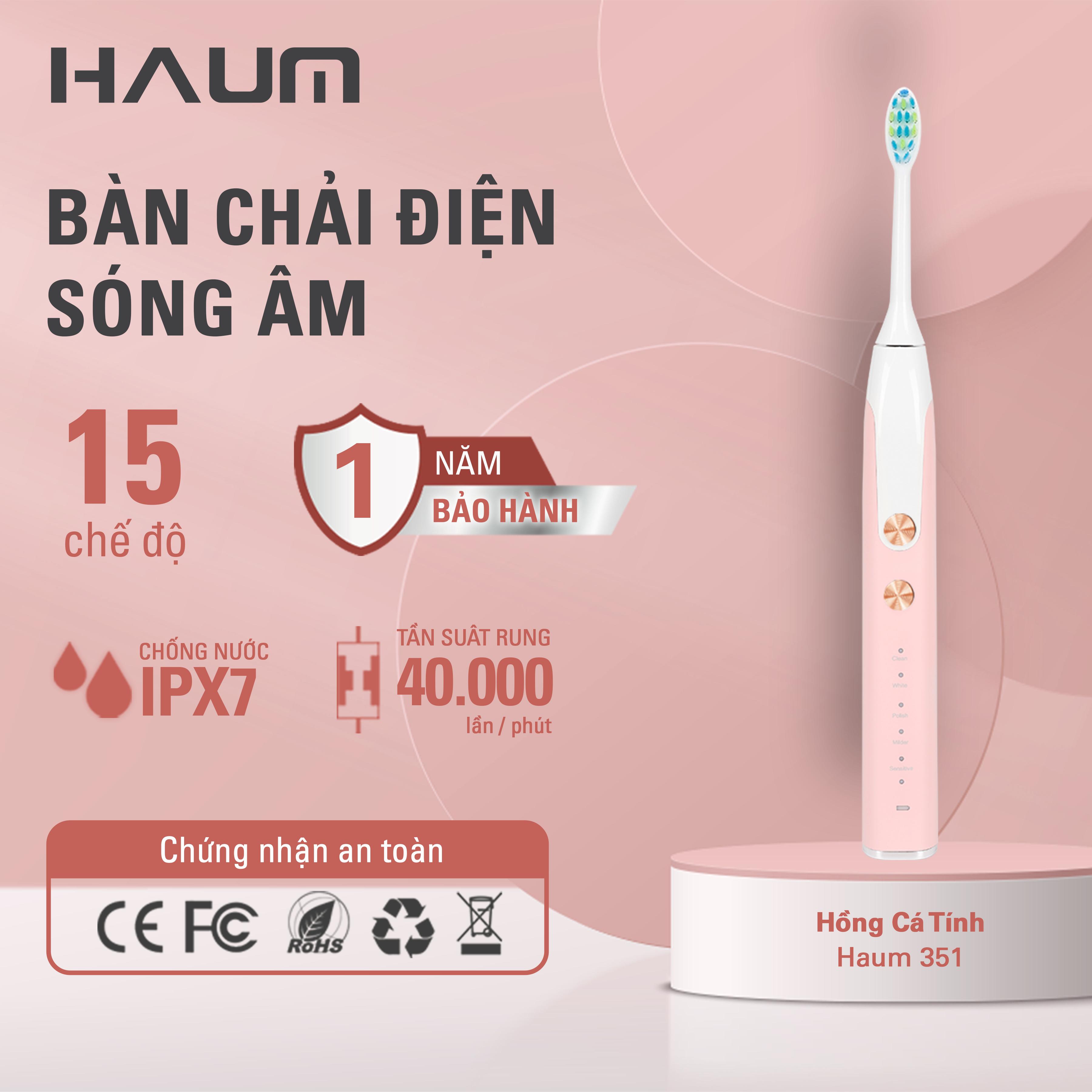 Bàn chải điện Haum Sonic Eletronic Toothbrush A351 (Tặng travel case)