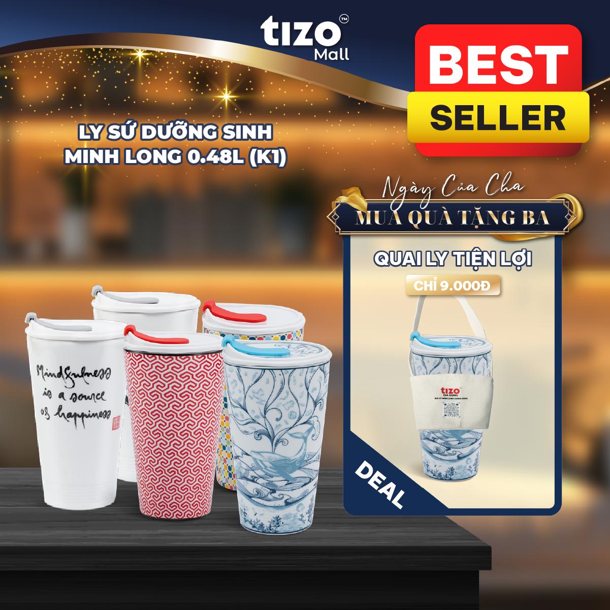 Bộ sưu tập ly sứ dưỡng sinh 0.48L (Tặng kèm quai vải TIZO)