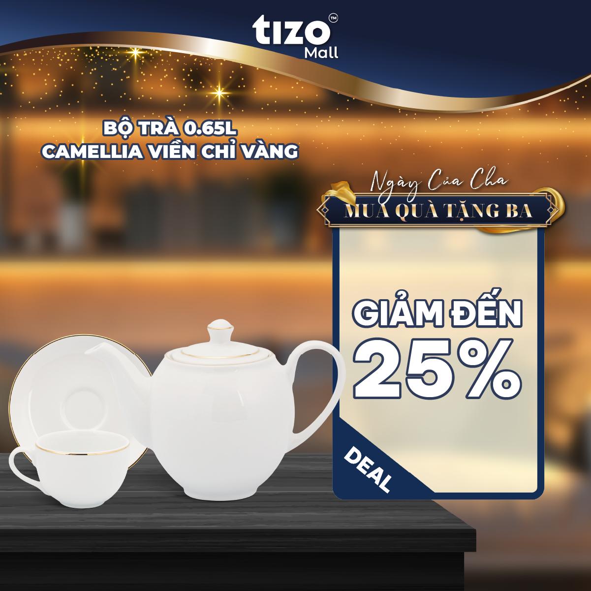 Bộ trà 0.65L - Camellia - Chỉ Vàng