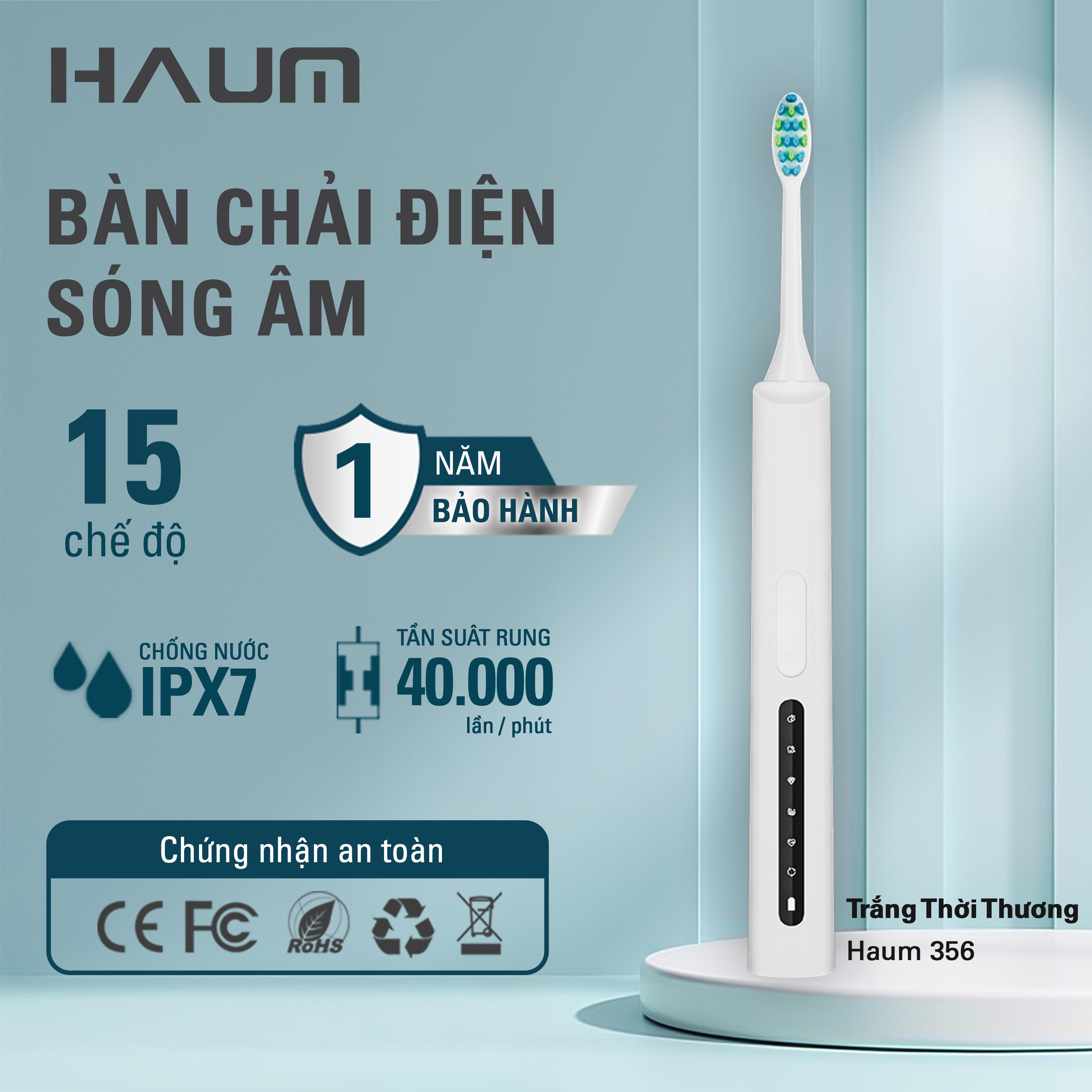 Bàn chải điện Haum Sonic Eletronic Toothbrush A356 (Tặng travel case)