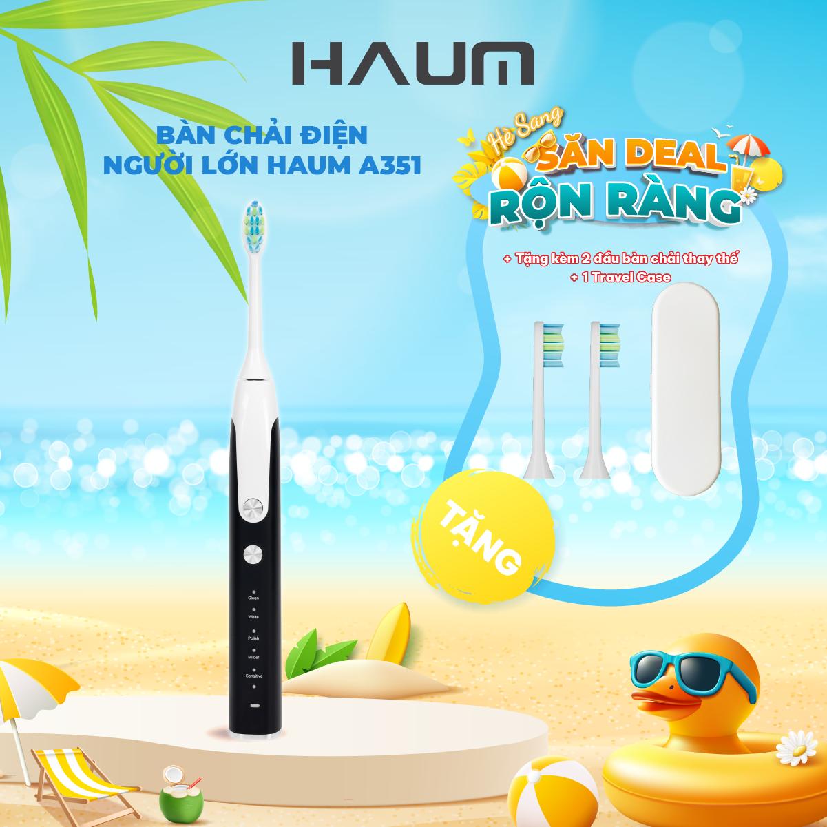 Bàn chải điện Haum Sonic Eletronic Toothbrush A351 (Tặng travel case)
