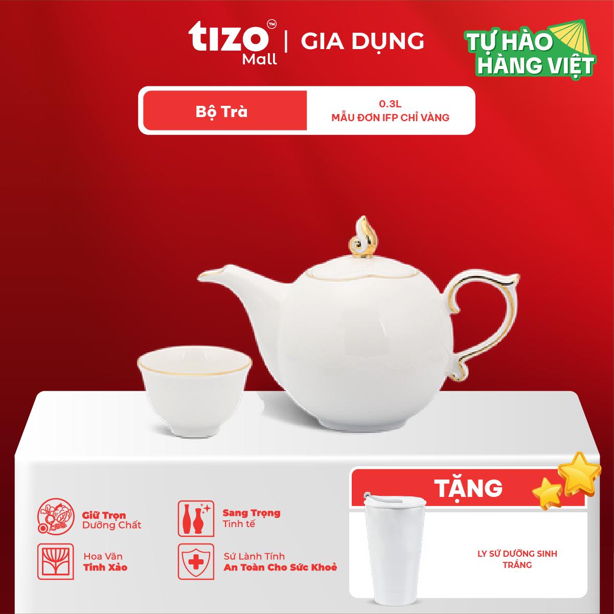 BỘ TRÀ 0.3L MẪU ĐƠN IFP CHỈ VÀNG