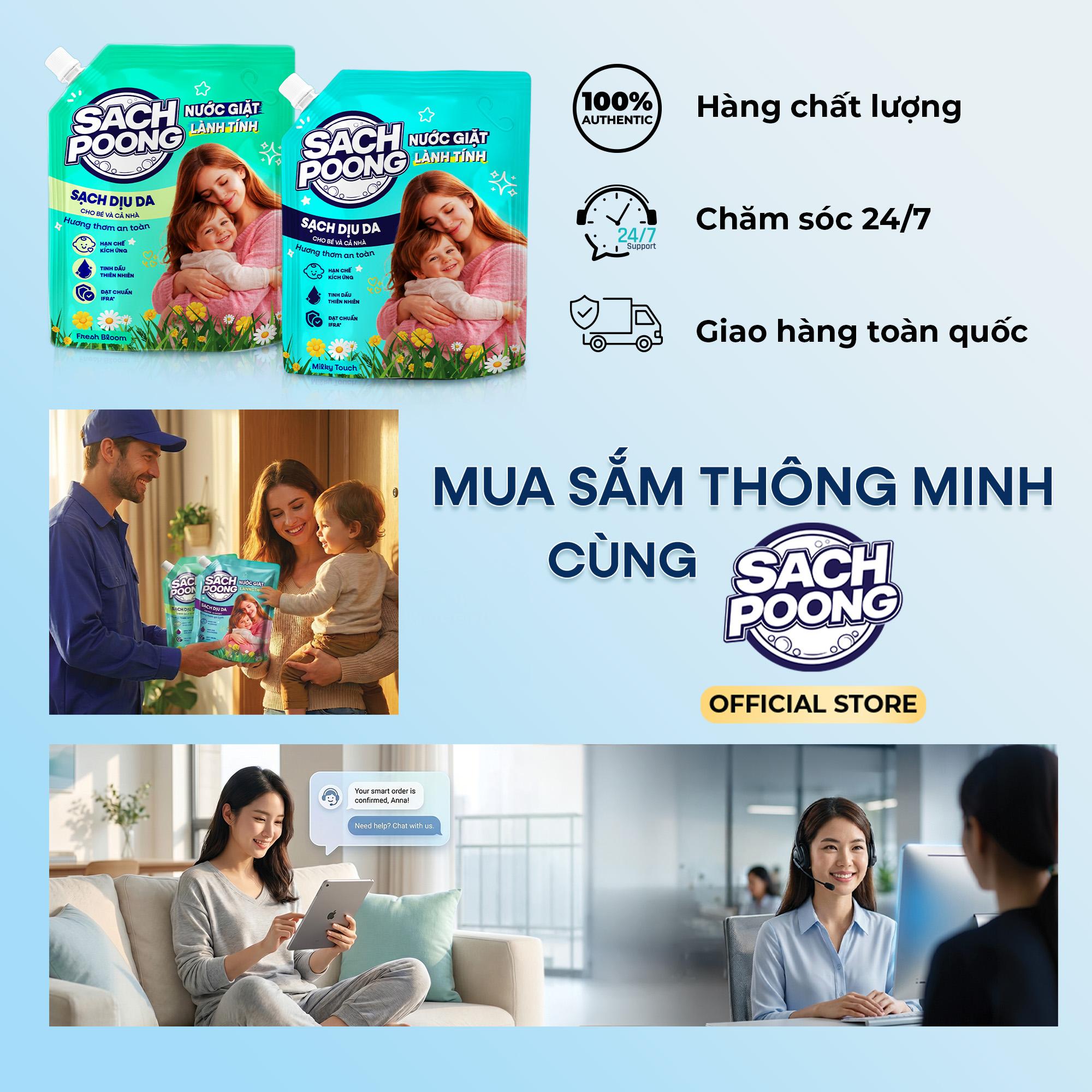 Nước giặt SachPoong - Fresh Bloom - 2 túi x 3kg ( 1 túi)