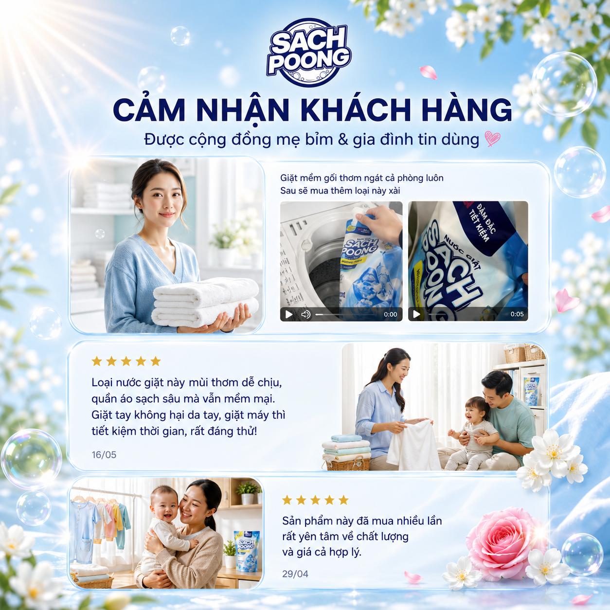 Nước giặt SachPoong - Milky Touch - 2 túi x 3kg ( 1 túi)