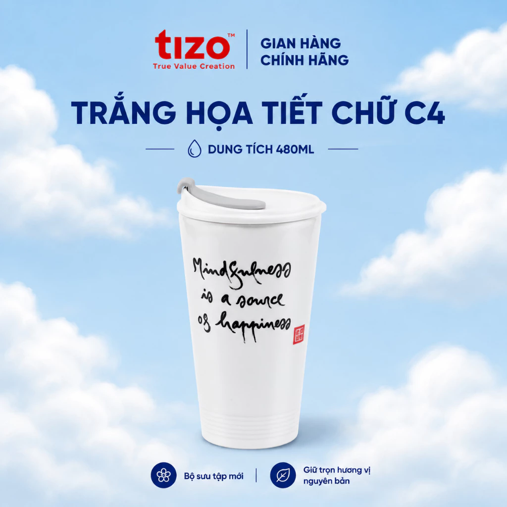 Minh Long I Ly Sứ Dưỡng Sinh Minh Long 0.48L K1 Trang Trí Hoa Văn Độc Đáo Mẫu Mã Đẹp Tiện Lợi Đa Dạng Độ Tuổi Dung Tích Lớn 480ml An Toàn Sức Khỏe - ĐỘC LẬP + QUAI VẢI