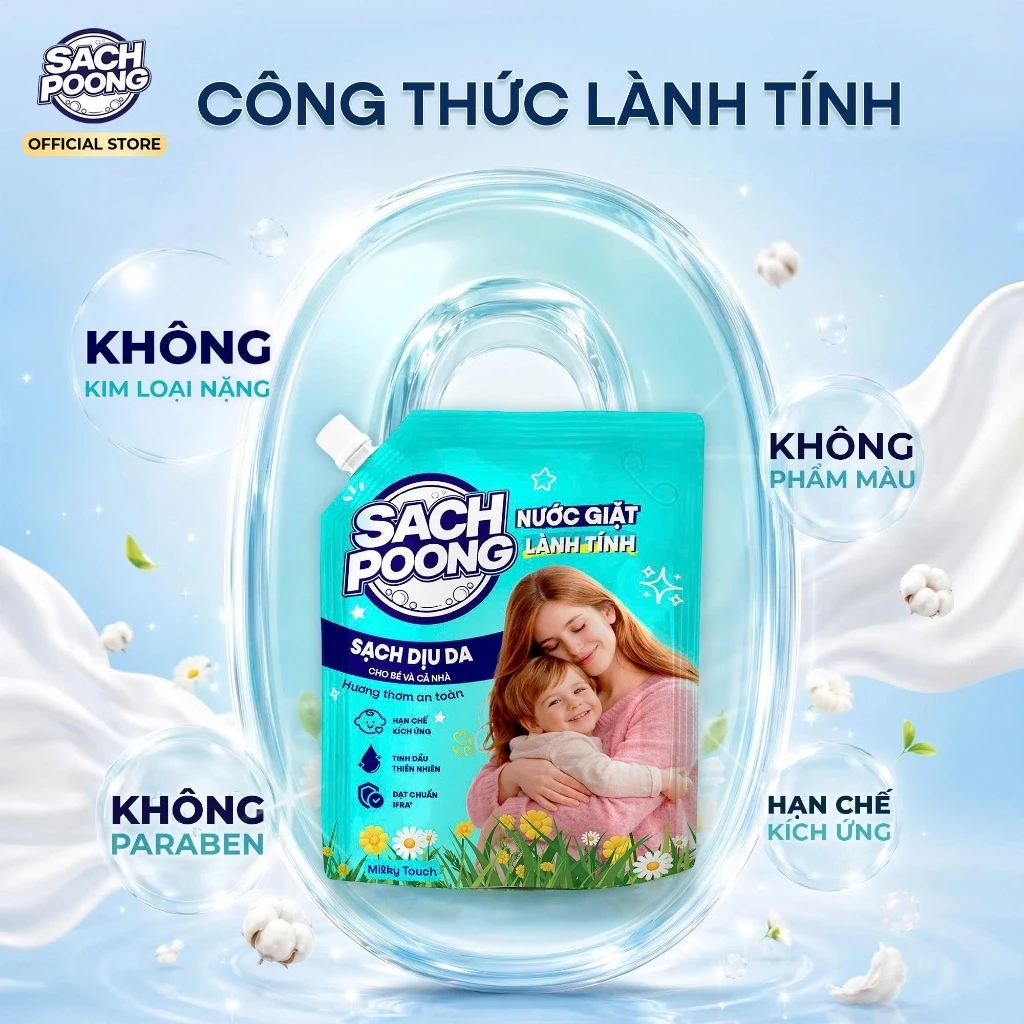 Nước giặt SachPoong - Milky Touch - 2 túi x 3kg ( 1 túi)