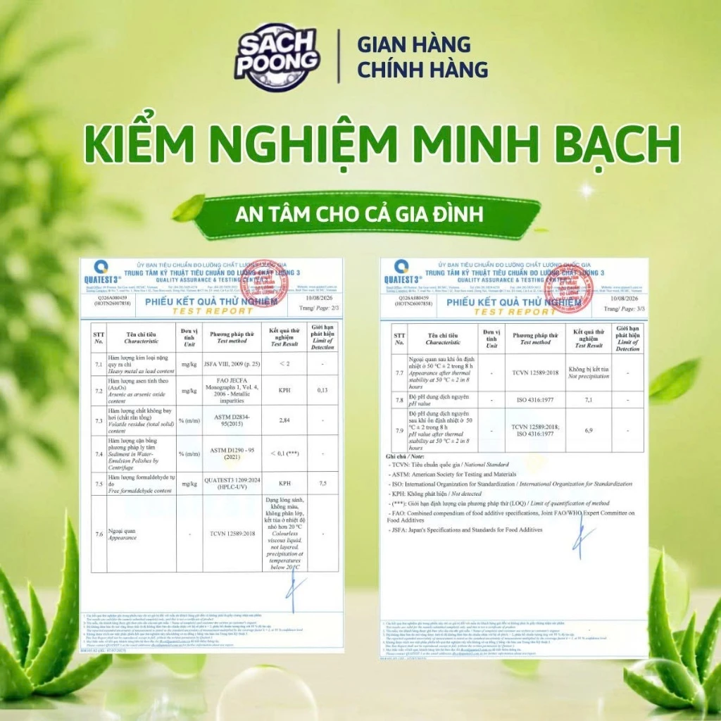 [MỚI] Nước Lau Sàn Sach-Poong Thơm Dịu Hương Lô Hội An Toàn Cho Bé Yêu & Gia Đình 1Kg (Chai)