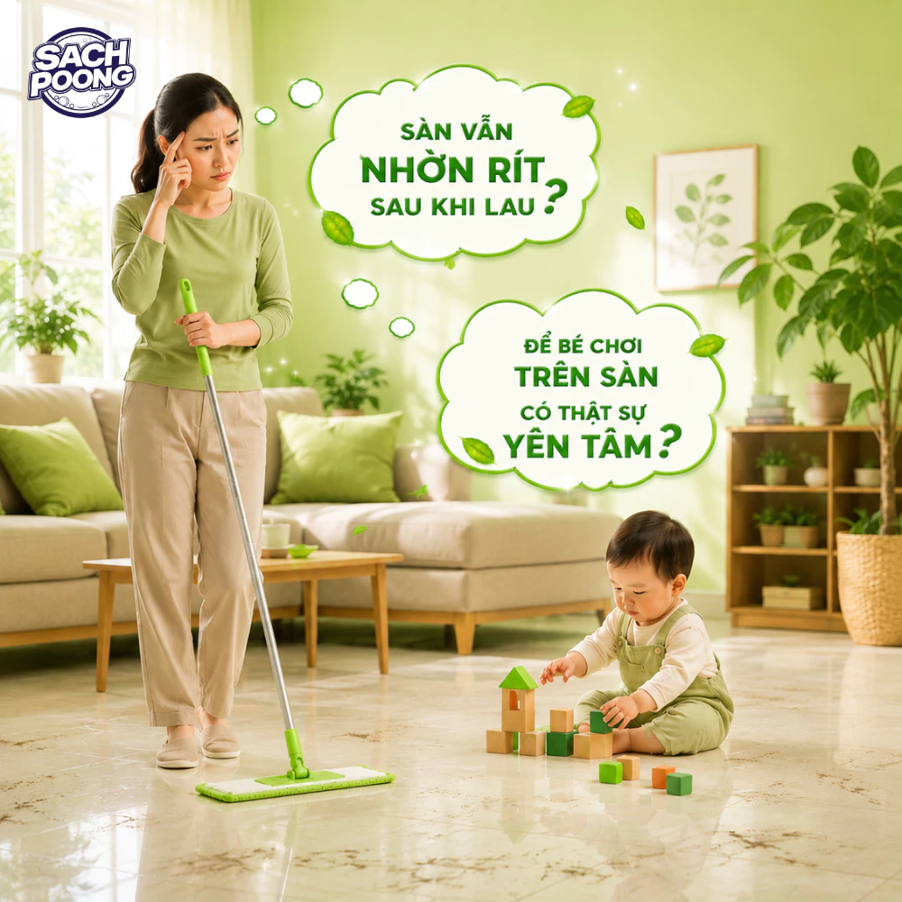 [MỚI] Nước Lau Sàn Sach-Poong Thơm Dịu Hương Lô Hội An Toàn Cho Bé Yêu & Gia Đình 1Kg (Chai)